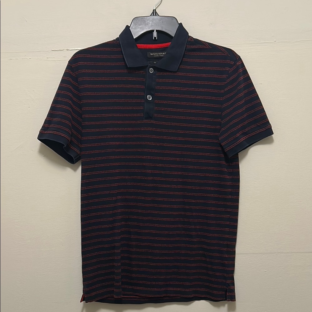 Navy and Red Striped Polo Shirt